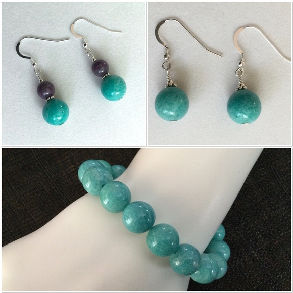 NWT Amazonite & Sterling Drop Earrings - c 27.5 tcw 5 Star Natural Mineral Gems - Picture 5 of 5